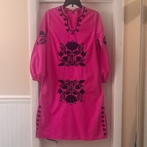 Frances Valentine Pink Top with Black Embroidery